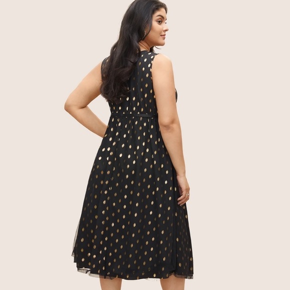 BloomChic Size M Glitter Polka Dot Pocket Patchwork Tank Dress us size 10 - Picture 2 of 6